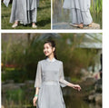 Vietnam Traditional Dress Aodai Chinese Improved Qipao Chiffon Fairy Women Elegant Oriental Improved Qipao Tea Art Hanfu Set