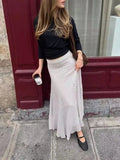 Solid Spliced Print Two Piece Set Female Turtleneck Long Sleeve Top French Commute Women's Skirt Sets Fashion New