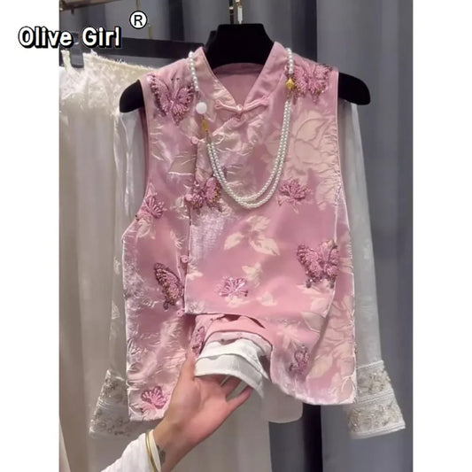 Olive Girl Pink Embroidered Hanfu Dress for Ren Faire 2026 Garden Wedding Fairycore Photoshoot Everyday Wear M-2XL XS-3XL Plus Size Hand Embroidered Dramatic Silhouette Romantic Garden Party Editorial Not Costume Chinese Heritage Fashion Women
