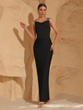 Sexy Backless Diamond Chain Design Bandage Maxi Long Dress 2026 Women'S Sleeveless Bodycon Celebrity Dinner Party Gowns