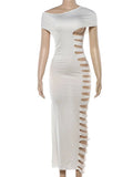 Sexy Hollow Maxi Summer Dress Women Black White Night Club Birthday Dress For Woman Long Bodycon Party Evening Dresses Vestidos