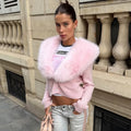 Elegant Faux Fur Coats Women's Warm Puffy Slim Long-Sleeve Collared Cardigan Winter Fashion High-Street Women Outwear