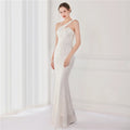 High Quality Women Design Maxi Dress Sexy One Shoulder Sequin Evening Dress Party Night Elegant Long Prom Dress Vestidos
