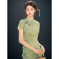 Olive Girl Green Romantic Qipao for Garden Wedding 2026 Fairycore Photoshoot Everyday Wear S-XXL XS-3XL Plus Size Romantic Garden Party Editorial Not Costume Qipao Cheongsam Chinese Dress Chinese Heritage Fashion Women