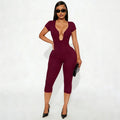 Weird Puss Irregular Low-Neck Playsuit Women Trend Wild Sexy Short Sleeve Patchwork Classic Fashion Simple Stretch Streetwear