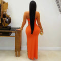 Women Sexy Strapless Cutout Maxi Dress Gold Metal Ring Decor High Waist Side Slit Bodycon Long Dress Clubwear Night Vestido