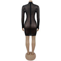Women Sexy Long Sleeve Diamond Mesh Bodycon Night Out Dress Birthday Party Costume Bar Nightclub Stage Performance Clothing