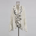 Polka Dot See Through Blouse for Women Deep V Neck Long Sleeves Irregular Design Loose Shirt Female Fashion Clothes