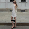 Women's Satin Mini Dress Bell Long Sleeve Backless Lace Up Criss A Line Dress Sexy Elegant Party Club Dress 2026 Summer