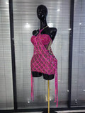 Sparkly Crystal Women Sexy Halter Off the Shoulder Bodycon Mini Dress Celebrate Nightclub Party Bar Singer Birthday Clothing