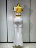 Women Sexy Bandage Crop Top Pant Set Evening Party Club Luxury Birthday High Street Fashion Elegant Luxury Birthday Outfit