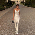 White Lace Hollow Out Halter Long Dress Women Sexy Sleeveless Off Shoulder Slim Maxi Dresses 2026 Lady Holiday Beach Vestidos