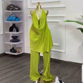 Fashion Women's Set Deep V-neck Halter Top and Wide Leg Pants Suits  Street Party Two 2 Piece Sets Outfits Tracksuit