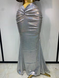 Sparkly Diamond Shawl Top And Long Dress Two Pieces Set Women Evening Birthday Party Photo Shoot Sexy Sparkly Stage Costumes