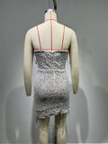 Women's Sparkling Rhinestone Tassel Lace Tube Dress Light Luxury Birthday Party Evening Performance Gown Designer Luxury Dresses