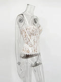 One Shoulder Spaghetti Strap Corset Bustier Camisole Top Women Lace Sleeveless Backless Sexy Y2K Party Club Summer Cami