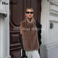 Fashion Faux Fur Sable Vest Crop Top Autumn Winter Turtleneck Eco Mink Fur Tank Tops Sleeveless Jacket Coat