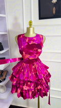Women Floral Printed Sleeveless Cascading Ruffles Big Swing Ball Gown Dress 2025 Beach Vacation Holiday Vestido Dresses