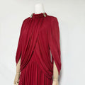 Chic Draped Maxi Dress Women Elegant Flutter Sleeve Turtleneck Patchwork Long Dresses 2026 Lady New Evening Party Gowns