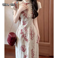 Olive Girl Red Embroidered Qipao for Garden Wedding 2026 Fairycore Photoshoot Everyday Wear S-XXL XS-3XL Plus Size Hand Embroidered Romantic Garden Party Editorial Not Costume Qipao Cheongsam Chinese Dress Chinese Heritage Fashion Women