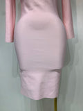 Women Sexy Off Shoulder Pink Flower Mini Bodycon Bandage Dresses Celebrity Elegant Evening Party Nightclub Wedding Clothing