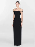 2026 New Sexy Pearl Bead Tassel Slim Long Dress Women'S Off Shoulder Straps Bodycon Maxi Dress Elegant Evening Party Gown