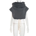 Hooded Pullover Tank Top Women Hipster Casual Simple Wild Basic Streetwear Autumn Fashion Shirring Skinny Slim Vest