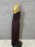 Elegant Brown Strapless Bodycon Maxi Dress Women Sexy Ruched Waist Draped Skirt Outfit Date Night Party Costume