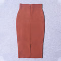 Winter Office Brown Mid Calf Button Bandage Pencil Skirt Long Bodycon Women Split Wholesale XL High Quality Club Skirt