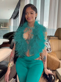 Furry Sexy 2 Piece Set Women Tracksuit Backless Tank Tops+High Waist Hollow Bike Shorts Nightclub Matching Outfits