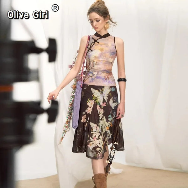 Olive Girl Yellow Dramatic Jacquard Set for Garden Wedding 2026 Fairycore Photoshoot Everyday Wear Jacquard S-XL XS-3XL Plus Size Dramatic Silhouette Romantic Garden Party Editorial Not Costume Jacquard Set Chinese Set Chinese Heritage Fashion Women
