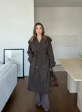 2026 Women Winter Plaid Trench Coat Single Breasted Waist Tie Loose Jacket Autumn High Street Daily Chic Hot Lux Outerwear 2026