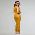 Fall Diamonds Hot Rhinestones O-neck Women Sleeveless Bodycon Long Dress Birthday Party Evening Prom Maxi Dresses