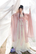 Olive Girl Pink Embroidered Fairy Dress for Ren Faire 2026 Garden Wedding Fairycore Photoshoot Everyday Wear S-L XS-3XL Plus Size Embroidered Flowing Sleeve Romantic Editorial Not Costume Fairy Dress Cottagecore Dress Chinese Heritage Fashion Women