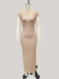 Black Burgundy Sexy Mesh Patchwork Bodycon Midi Bandage Elasticity Dress Women's Basic Fashion Club Party Vestidos