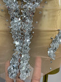 Sparkly Rhinestones Sexy Mesh Transparent Mini Dress Eveing Birthday Party Dance Nightclub Fashion Show Stage Costumes