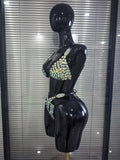 Colorful Sparkly Crystal Women Sexy Halter 2 Pieces Bodycon Bikini Set Summer Vacaion Beach Sexy Swimsuit Swimwear
