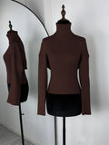 Women's Ribbed Knit Turtleneck Cutout Shoulder Halter Vest Long-Sleeved Shawl 2-Piece Set Slim Y2K Sexy Street Autumn Top