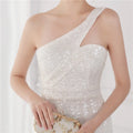 High Quality Women Design Maxi Dress Sexy One Shoulder Sequin Evening Dress Party Night Elegant Long Prom Dress Vestidos