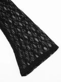 Patchwork Fur Collar Lace t-Shirt Women See Through Single-Breasted Full Sleeve v-Neck Skinny Sexy Midnight Crop Tops