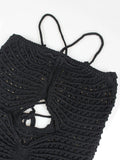 2026 Sexy Hollow Out Kintting Long Dress See Through Crochet Lace-up Bandage Fringed Tube Dress Women Beachwear Vestidos