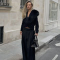 Elegant Faux Fur Coats Women's Warm Puffy Slim Long-Sleeve Collared Cardigan Winter Fashion High-Street Women Outwear