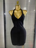 4 Colors Women Sexy Halter Off the Shoulder Bodycon Mini Bandage Dress Celebrate Fashion Nightclub Party Homecoming Outfit