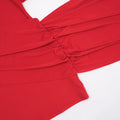 Sexy Christmas Dress Women Ruched Elegant Ribbon Irregular Full Sleeve Evening Skew Collar Skinny Peach Hip Bodycon