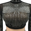 Women's 2 Piece Outfits Rhinestone Fringe Crop Cami Top and Bodycon Skirt Set Sexy Women's Nightclub Dress Party Dresses