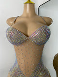 Luxury Women Sexy New Design Sparkly Rhinestones Spandex Bodysuit Party Nightclub Outfit Performance Costume Stage Wear