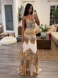 Sexy Fashion Long Dress Woman Leopard Print Lace-Up Halter Backless Sleeveless Shape Waist Ruffles Elegant Vestidos
