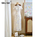 Olive Girl Red Embroidered Qipao for Garden Wedding 2026 Fairycore Photoshoot Everyday Wear S-XXL XS-3XL Plus Size Embroidered Dramatic Silhouette Romantic Garden Party Editorial Not Costume Qipao Cheongsam Chinese Dress Chinese Heritage Fashion Women
