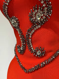 High Quality Strapless Beading With Necklace Bandage Dress  Celebrity Elegant  Evening Party Fancy Club Birthday Dresses