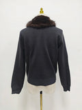 Casual Spliced Faux Fur Sweater for Women O Neck Long Sleeve Patchwork Single Breasted Knitted Cardigans Female New